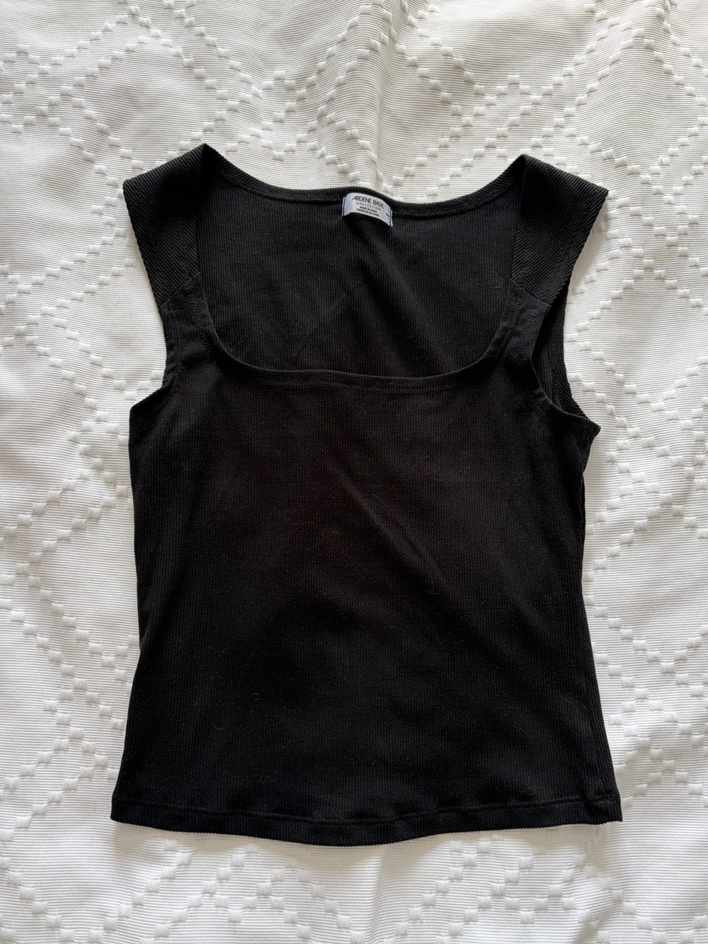 Ardene Black Ribbed Square Neck Tank